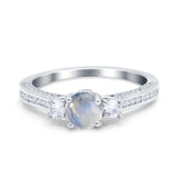 Three Stone Round Natural Stone Ring