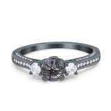 Three Stone Round Natural Stone Ring