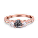 Three Stone Round Natural Stone Ring