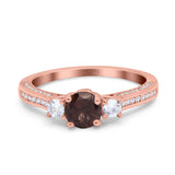 Three Stone Round Natural Stone Ring