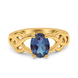 Art Deco Oval Natural Stone Trinity Ring