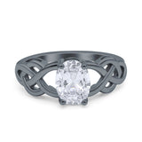 Art Deco Oval Natural Stone Trinity Ring