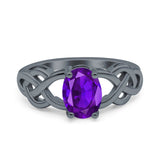 Art Deco Oval Natural Stone Trinity Ring