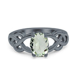 Art Deco Oval Natural Stone Trinity Ring