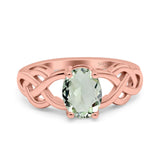 Art Deco Oval Natural Stone Trinity Ring