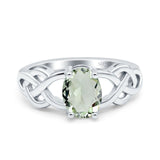 Art Deco Oval Natural Stone Trinity Ring