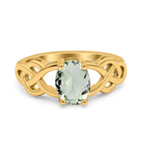 Art Deco Oval Natural Stone Trinity Ring
