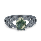 Art Deco Oval Natural Stone Trinity Ring