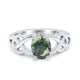Art Deco Oval Natural Stone Trinity Ring