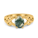 Art Deco Oval Natural Stone Trinity Ring