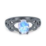 Art Deco Oval Natural Stone Trinity Ring