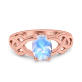 Art Deco Oval Natural Stone Trinity Ring