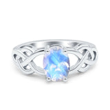 Art Deco Oval Natural Stone Trinity Ring