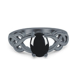 Art Deco Oval Natural Stone Trinity Ring