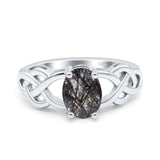 Art Deco Oval Natural Stone Trinity Ring