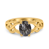 Art Deco Oval Natural Stone Trinity Ring