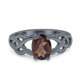Art Deco Oval Natural Stone Trinity Ring
