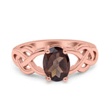 Art Deco Oval Natural Stone Trinity Ring