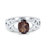 Art Deco Oval Natural Stone Trinity Ring