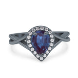 Pear Teardrop Natural Stone Twisted Ring