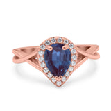 Pear Teardrop Natural Stone Twisted Ring