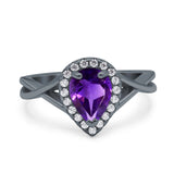 Pear Teardrop Natural Stone Twisted Ring