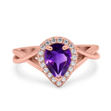 Pear Teardrop Natural Stone Twisted Ring