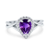 Pear Teardrop Natural Stone Twisted Ring