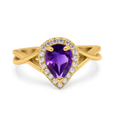 Pear Teardrop Natural Stone Twisted Ring