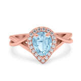 Pear Teardrop Natural Stone Twisted Ring