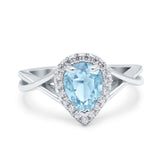 Pear Teardrop Natural Stone Twisted Ring