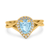 Pear Teardrop Natural Stone Twisted Ring