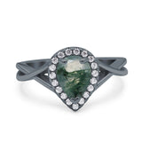 Pear Teardrop Natural Stone Twisted Ring