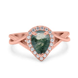 Pear Teardrop Natural Stone Twisted Ring