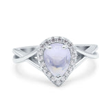 Pear Teardrop Natural Stone Twisted Ring