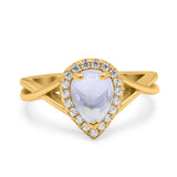 Pear Teardrop Natural Stone Twisted Ring