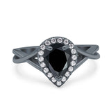 Pear Teardrop Natural Stone Twisted Ring