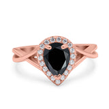 Pear Teardrop Natural Stone Twisted Ring