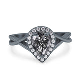 Pear Teardrop Natural Stone Twisted Ring