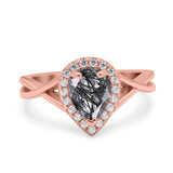 Pear Teardrop Natural Stone Twisted Ring