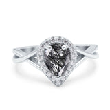 Pear Teardrop Natural Stone Twisted Ring