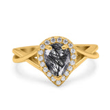 Pear Teardrop Natural Stone Twisted Ring