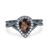 Pear Teardrop Natural Stone Twisted Ring