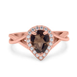 Pear Teardrop Natural Stone Twisted Ring