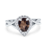 Pear Teardrop Natural Stone Twisted Ring