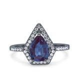 Pear Teardrop Natural Stone Halo Ring