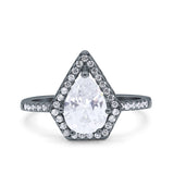 Pear Teardrop Natural Stone Halo Ring