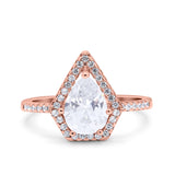 Pear Teardrop Natural Stone Halo Ring