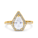 Pear Teardrop Natural Stone Halo Ring