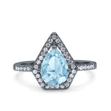 Pear Teardrop Natural Stone Halo Ring